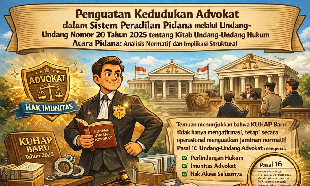 Penguatan Kedudukan Advokat dalam Sistem Peradilan Pidana melalui Undang-Undang Nomor 20 Tahun 2025 tentang Kitab Undang-Undang Hukum Acara Pidana: Analisis Normatif dan Implikasi Struktural