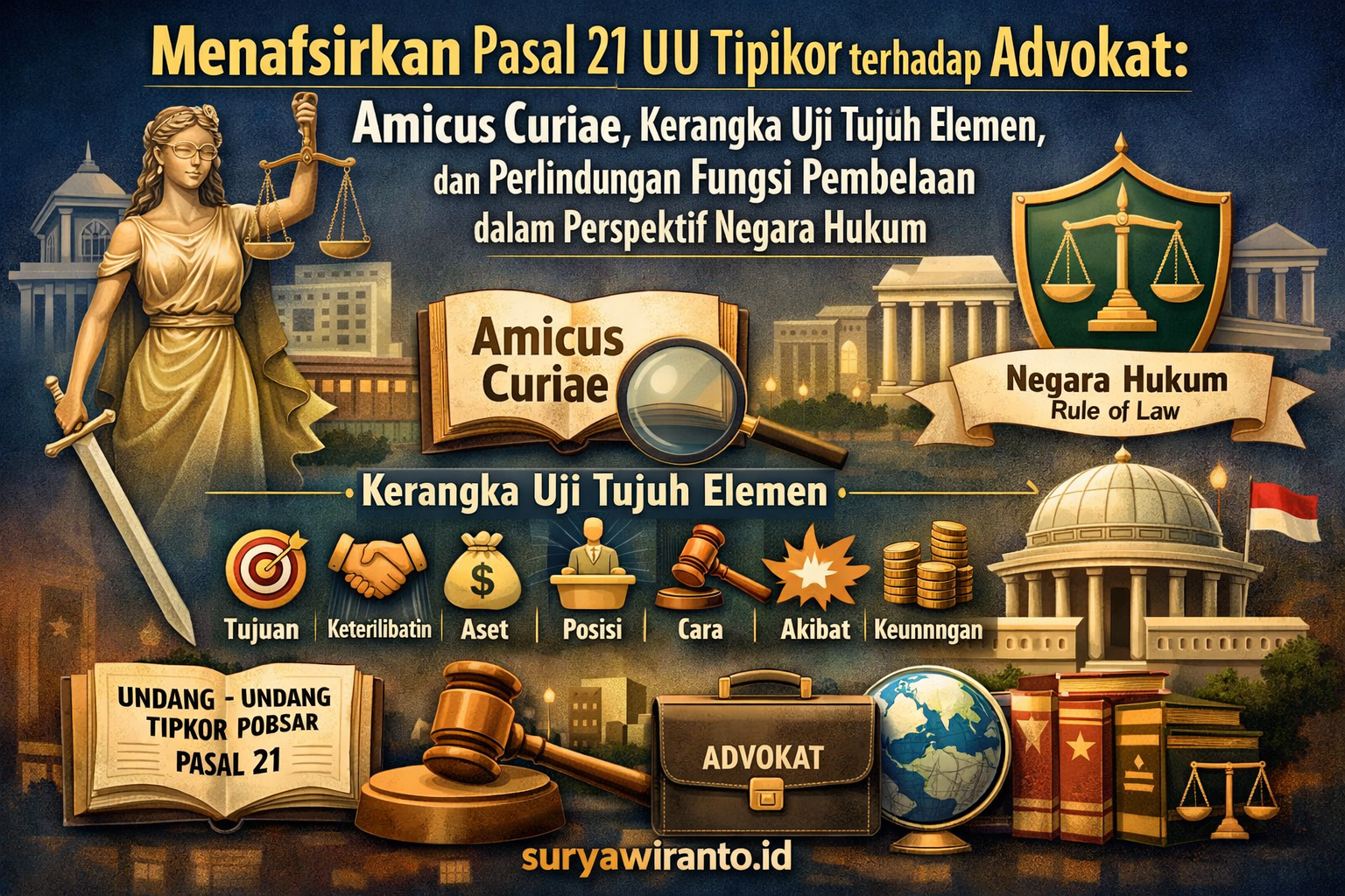 Menafsirkan Pasal 21 UU Tipikor terhadap Advokat: Amicus Curiae, Kerangka Uji Tujuh Elemen, dan Perlindungan Fungsi Pembelaan dalam Perspektif Negara Hukum