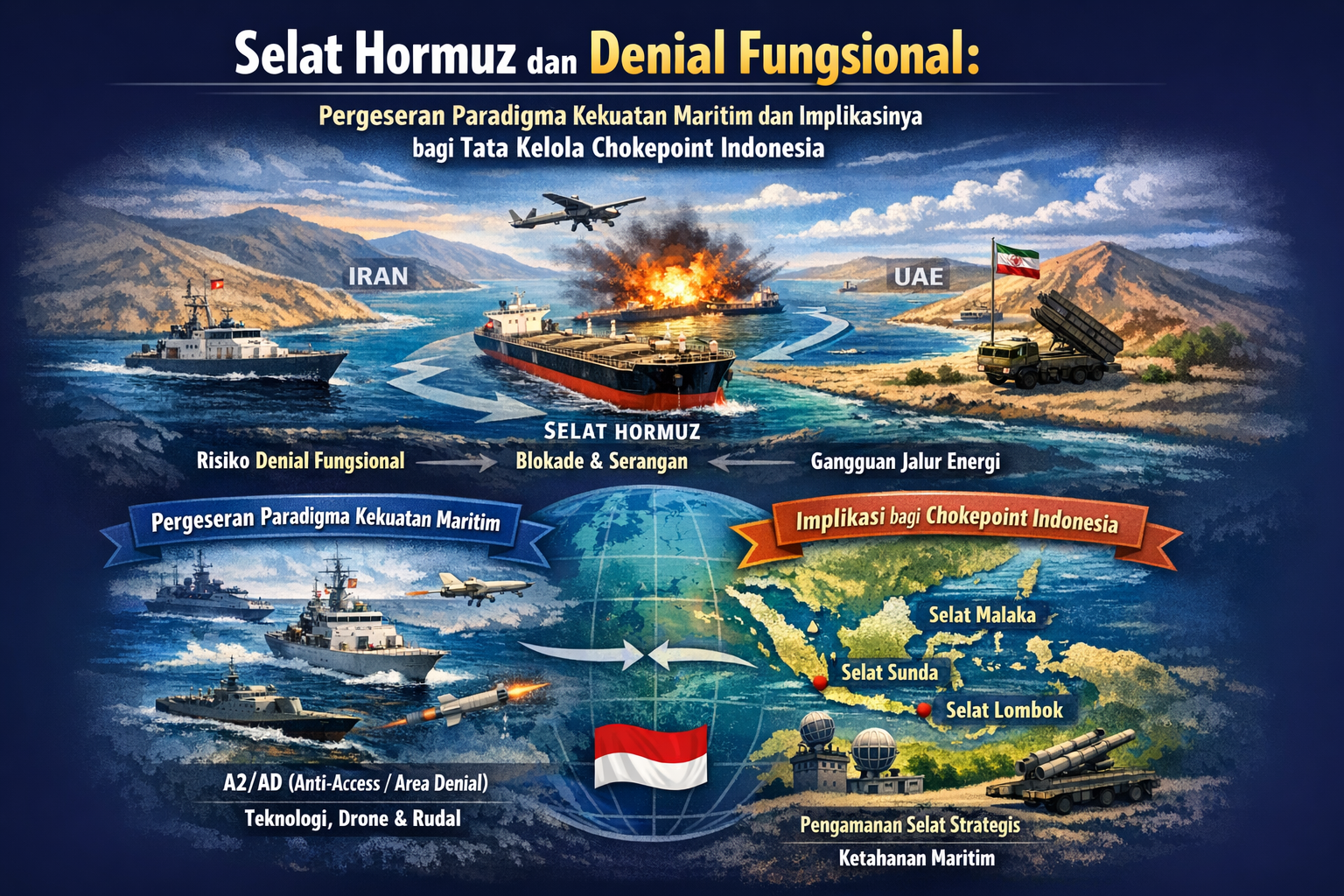 Selat Hormuz dan Denial Fungsional: Pergeseran Paradigma Kekuatan Maritim dan Implikasinya bagi Tata Kelola Chokepoint Indonesia